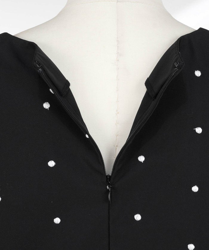 手洗い可 セットアップ対応可 水玉 かわいい 上品 きれいめ 大人カジュアル オフィス フォーマル フェミニン 体型カバー Vネック ジョイントスペース