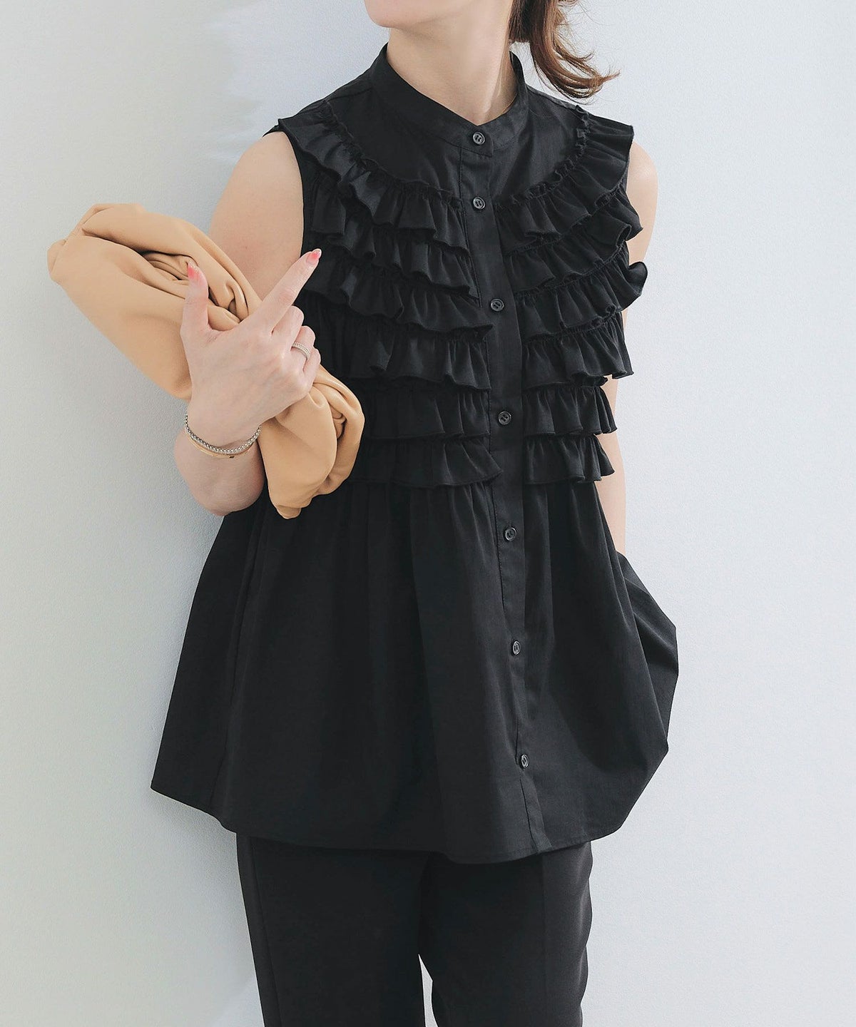 手洗い可ラウンドヘム上品きれいめエレガントフォーマルオフィスカジュアルフェミニン体型カバージョイントスペース