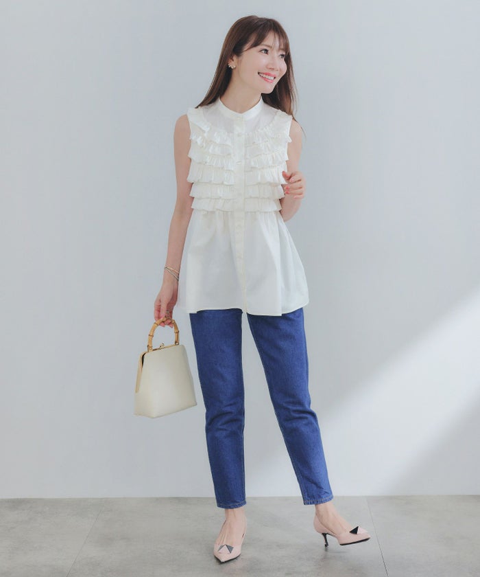 手洗い可ラウンドヘム上品きれいめエレガントフォーマルオフィスカジュアルフェミニン体型カバージョイントスペース