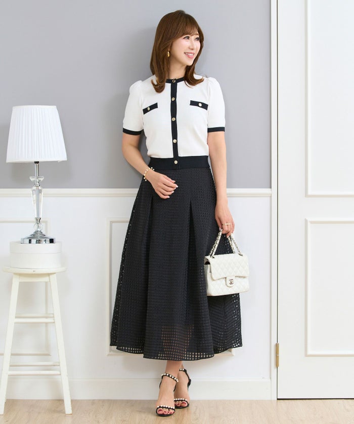 セレクトボトムススカート上品かわいいきれいめオフィス春夏秋白黒膝下フレアレディースジョイントスペース