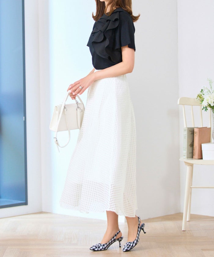 セレクトボトムススカート上品かわいいきれいめオフィス春夏秋白黒膝下フレアレディースジョイントスペース