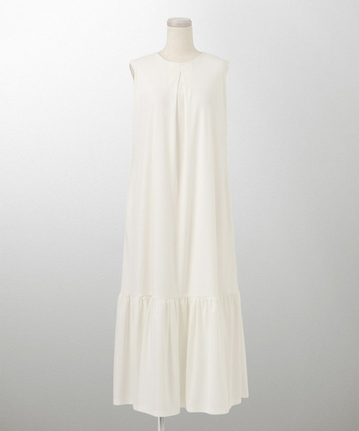 レディース マキシワンピース カップ付き インナー ノースリーブ ホワイト サックス ブラック S M