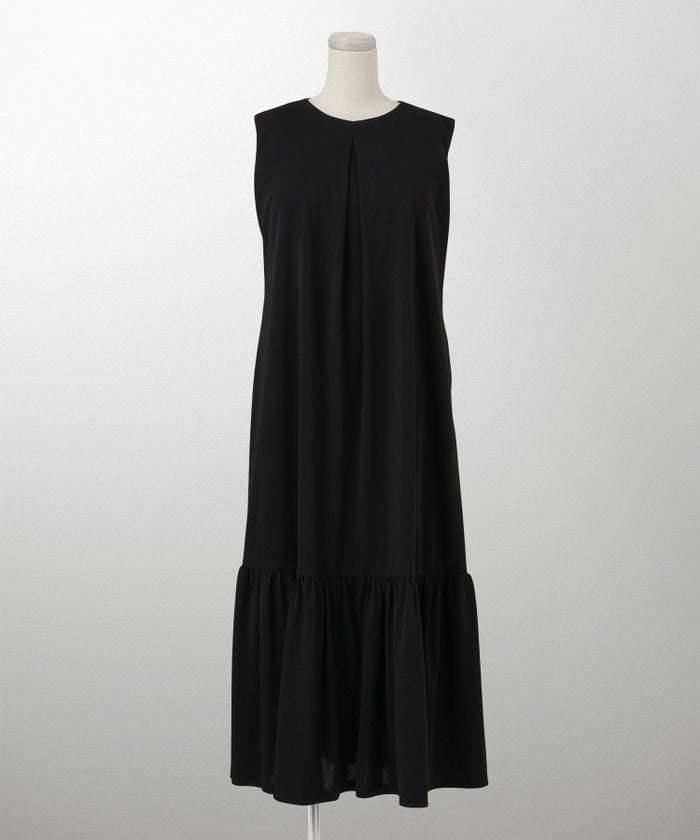 レディース マキシワンピース カップ付き インナー ノースリーブ ホワイト サックス ブラック S M