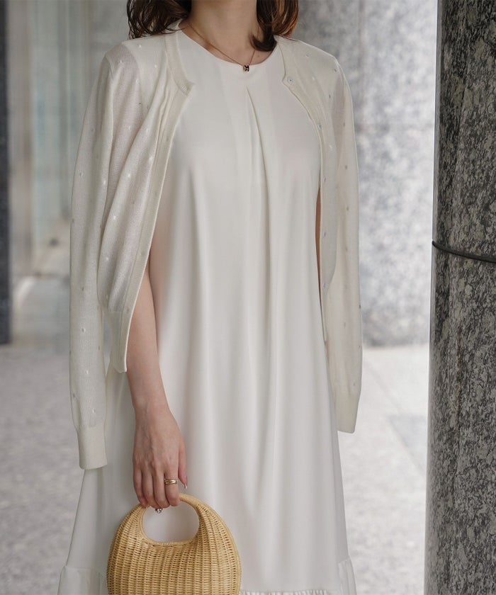 レディース マキシワンピース カップ付き インナー ノースリーブ ホワイト サックス ブラック S M