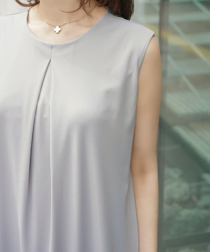 レディース マキシワンピース カップ付き インナー ノースリーブ ホワイト サックス ブラック S M