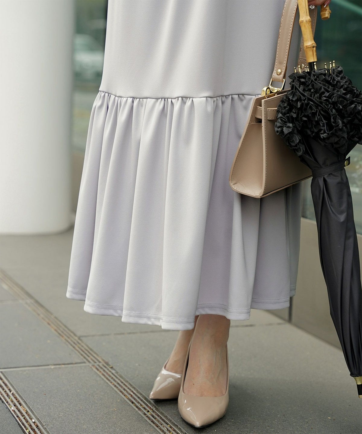 レディース マキシワンピース カップ付き インナー ノースリーブ ホワイト サックス ブラック S M