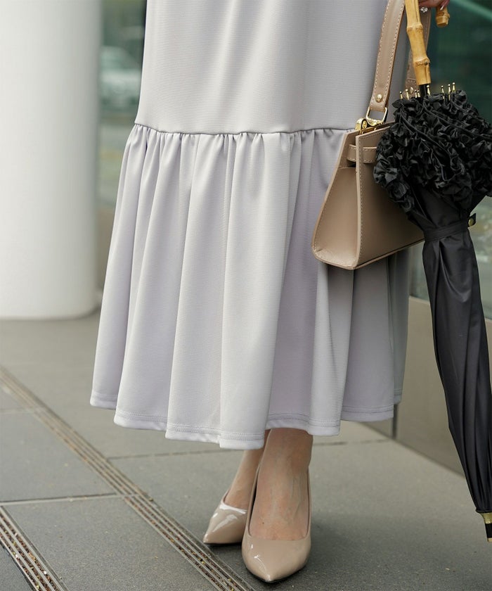 レディース マキシワンピース カップ付き インナー ノースリーブ ホワイト サックス ブラック S M