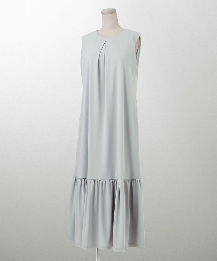 レディース マキシワンピース カップ付き インナー ノースリーブ ホワイト サックス ブラック S M