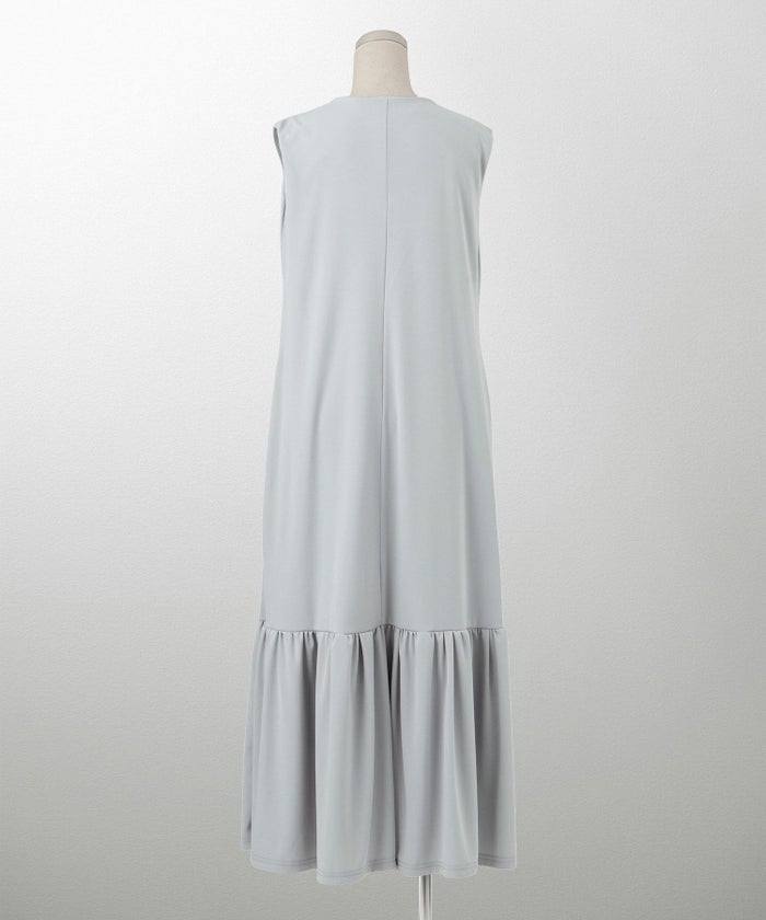 レディース マキシワンピース カップ付き インナー ノースリーブ ホワイト サックス ブラック S M