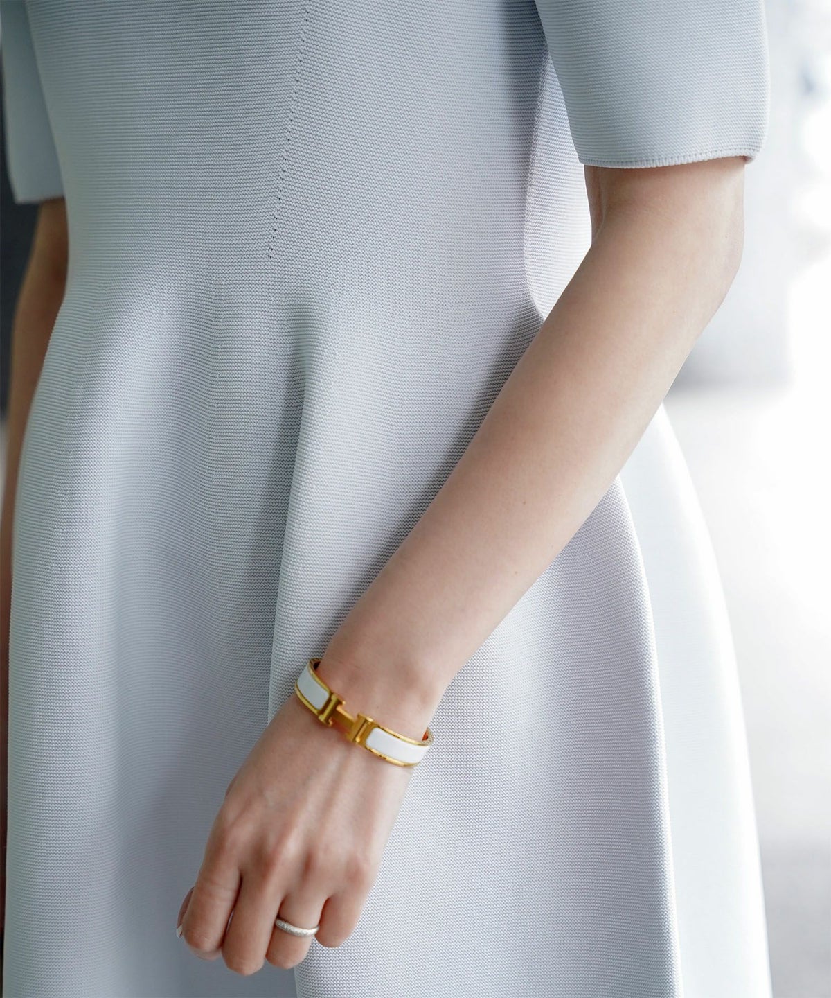 レディース ロングワンピース サマーニット スカラップ 半袖 きれいめ 上品 洗える ホワイト サックス ブラック S M