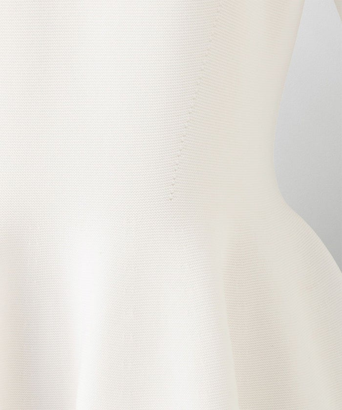 レディース ロングワンピース サマーニット スカラップ 半袖 きれいめ 上品 洗える ホワイト サックス ブラック S M