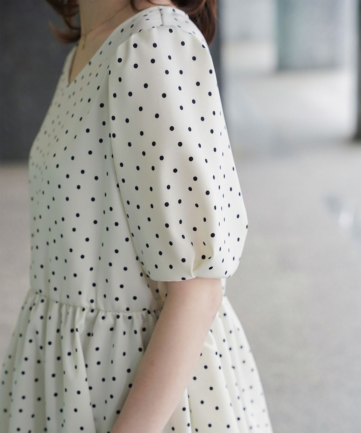 レディース ブラウス 2way ドット ペプラム きれいめ 洗える ホワイト ブラック