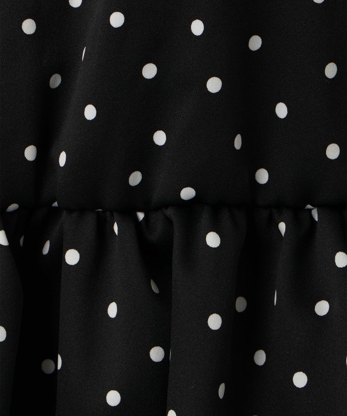 レディース ブラウス 2way ドット ペプラム きれいめ 洗える ホワイト ブラック