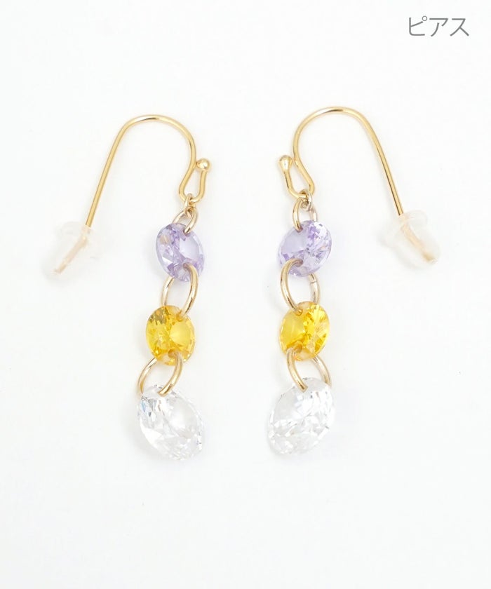 パステル クリスタル ピアス イヤリング Pastel Crystal Pierce Earring 真鍮 キュービックジルコニア 刺し色 夏 パステル クリスタル ピアス イヤリング Pastel Crystal Pierce Earring （Liala）