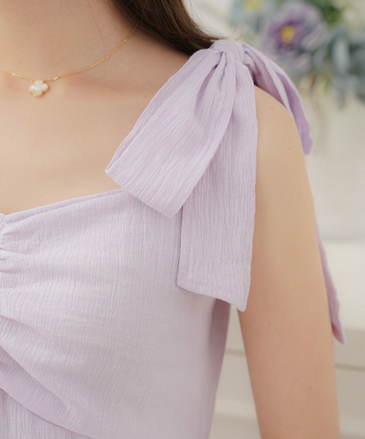 レディース/ワンピース/コットンワンピース/レースワンピース/花柄/春/夏/秋/レイヤード/ノースリーブ/キャミワンピース/ラベンダー/ミント/ピンクベージュ/ホワイト/可愛い/上品/フェミニン/カジュアル/エレガント/ヘルシー/綿/レース/ゴム入り