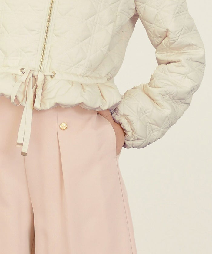 レディース/ボトムス/パンツ/ワイドパンツ/マリンパンツ/ゴールド/ボタン/ポケット/美脚/脚長/体型カバー/フルレングス/オールシーズン/夏/春/秋/冬/センタープレス/タック/ハイウエスト/アイボリー/ピンクベージュ/ネイビー