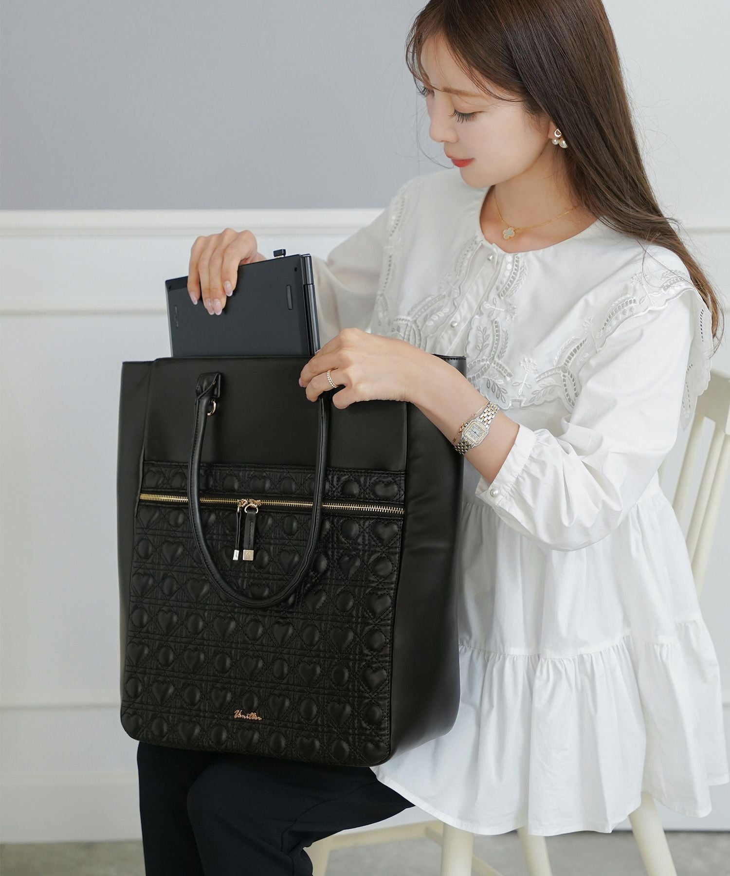 オリジナル ハートキルティング キャリーオン ビッグ トートバッグ le