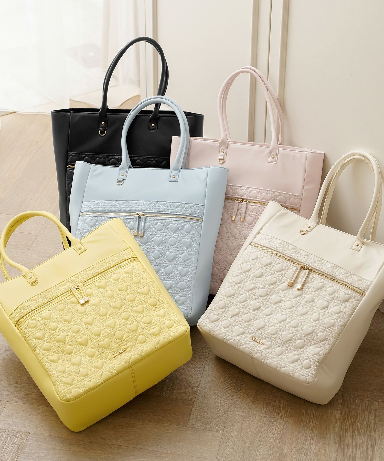 【プチハナ】おまとめ商品 オリジナル ハートキルティング キャリーオン ビッグ トートバッグ le