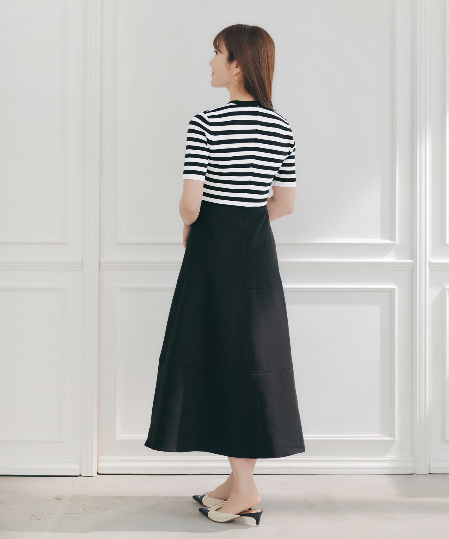 ニット ドッキング フレア ワンピース Liala×PG