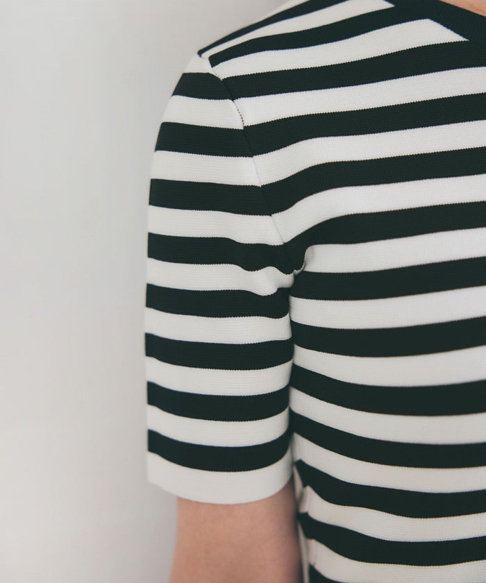 手洗い可上品きれいめボーダー柄大人可愛いオフィスカジュアルフェニミンオフィス白黒ジョイントスペース