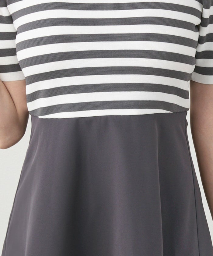 手洗い可上品きれいめボーダー柄大人可愛いオフィスカジュアルフェニミンオフィス白黒ジョイントスペース