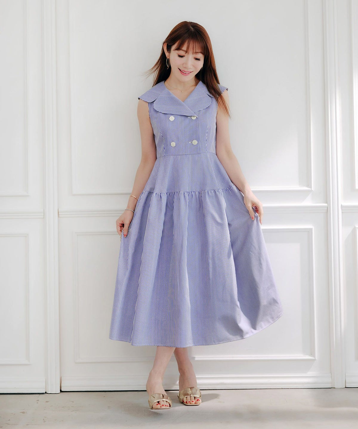 手洗い可上品きれいめ柄体型カバー大人可愛いオフィスカジュアルフェニミンオフィス白黒ジョイントスペース