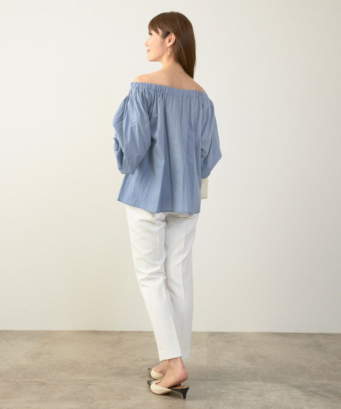 セレクト上品きれいめボリュームスリーブフリーサイズオフィスカジュアルフェミニンシンプルゆったり体型カバージョイントスペース