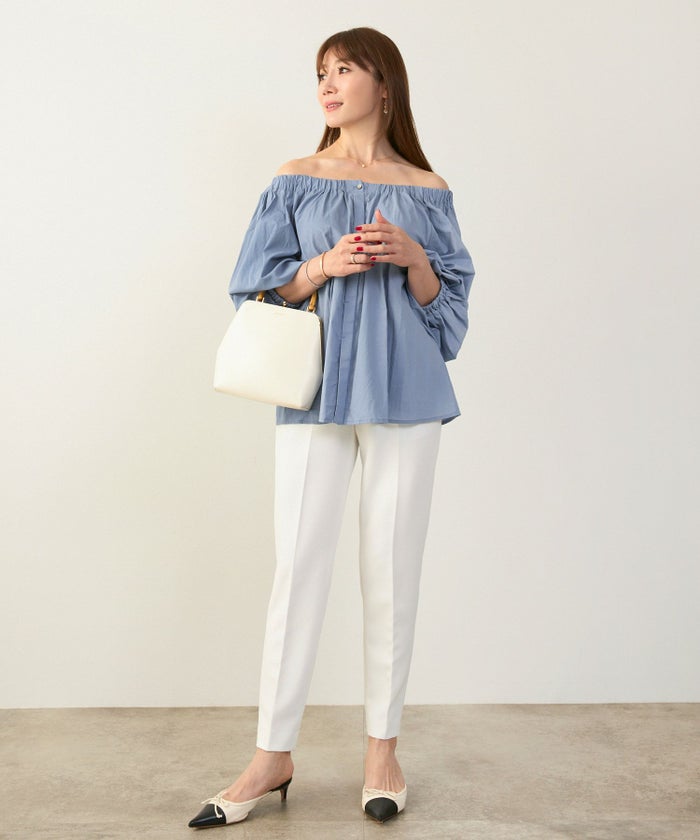 セレクト上品きれいめボリュームスリーブフリーサイズオフィスカジュアルフェミニンシンプルゆったり体型カバージョイントスペース