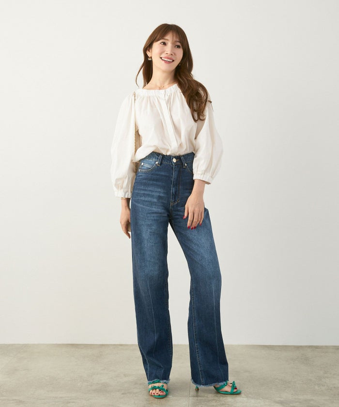 セレクト上品きれいめボリュームスリーブフリーサイズオフィスカジュアルフェミニンシンプルゆったり体型カバージョイントスペース