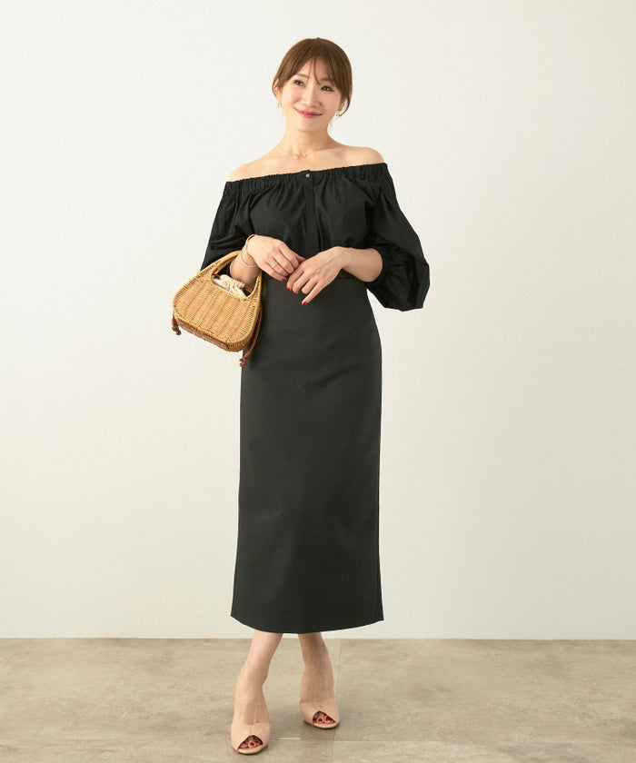 セレクト上品きれいめボリュームスリーブフリーサイズオフィスカジュアルフェミニンシンプルゆったり体型カバージョイントスペース