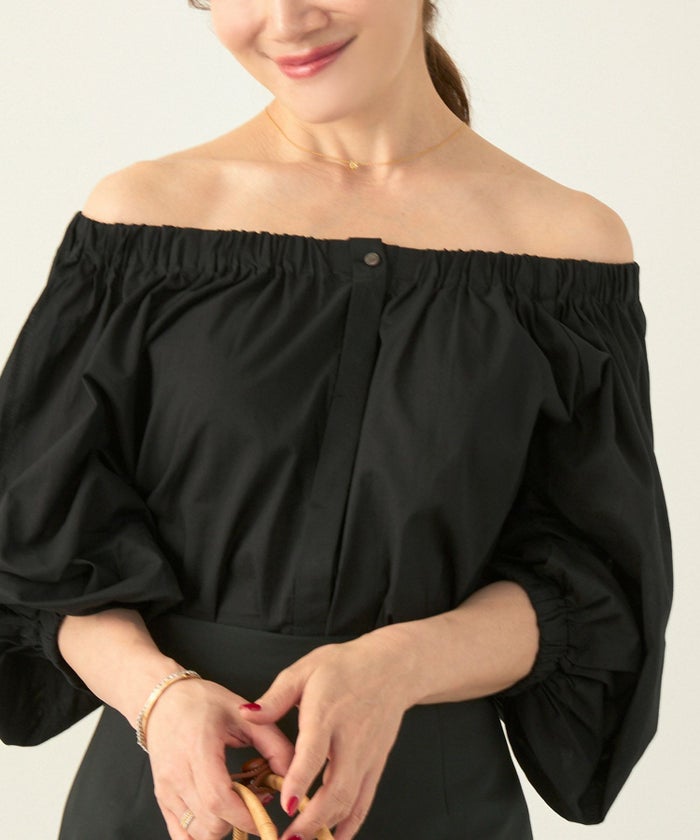 セレクト上品きれいめボリュームスリーブフリーサイズオフィスカジュアルフェミニンシンプルゆったり体型カバージョイントスペース