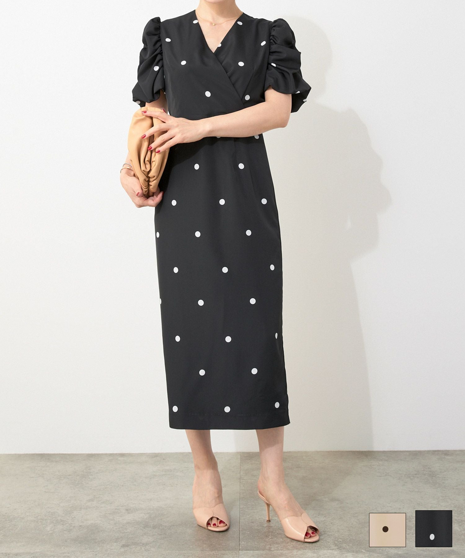 【 ゆきふいるむ × ichi 】ドットカシュクールワンピース