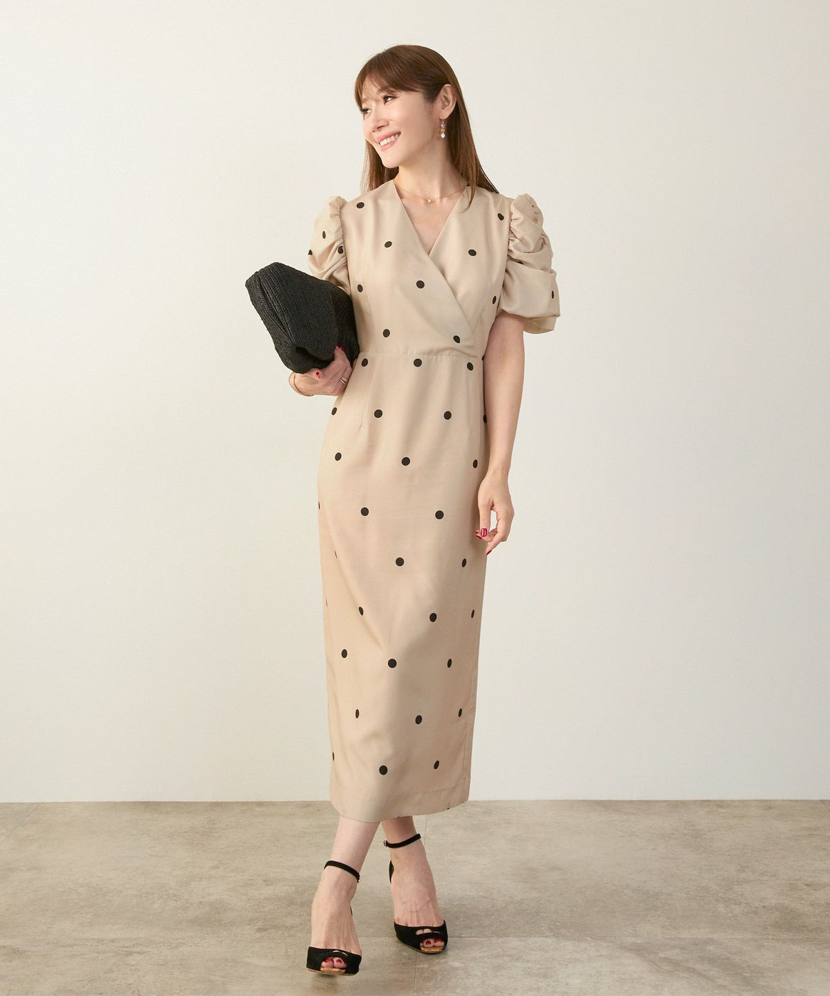 手洗い可Vネックタイトオケージョンセレモニーおしゃれフェミニン上品大人可愛いきれいめ半袖夏柄ジョイントスペース