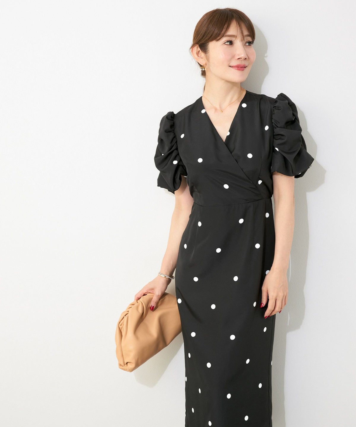 手洗い可Vネックタイトオケージョンセレモニーおしゃれフェミニン上品大人可愛いきれいめ半袖夏柄ジョイントスペース