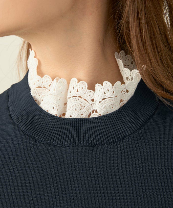 手洗い可ラウンドネック裾リブおしゃれフェミニンオフィス上品大人可愛いきれいめ大人カジュアルジョイントスペース