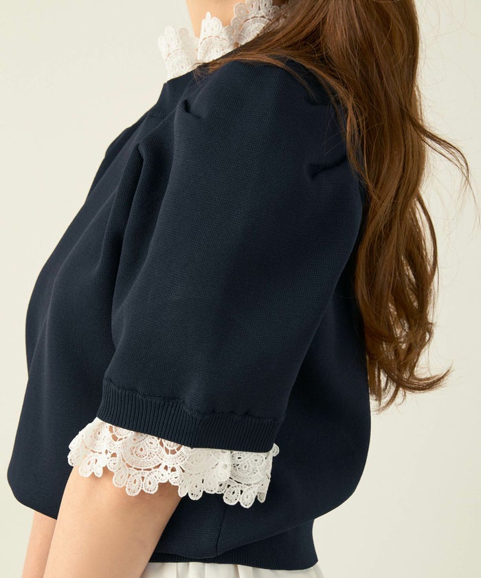 手洗い可ラウンドネック裾リブおしゃれフェミニンオフィス上品大人可愛いきれいめ大人カジュアルジョイントスペース