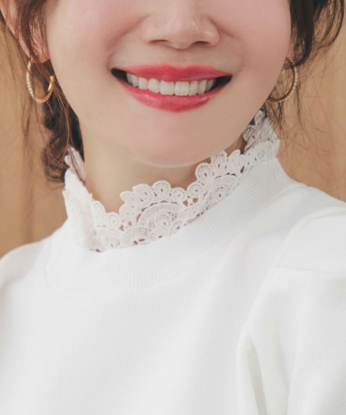 手洗い可ラウンドネック裾リブおしゃれフェミニンオフィス上品大人可愛いきれいめ大人カジュアルジョイントスペース