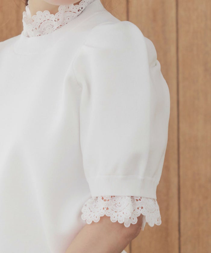 手洗い可ラウンドネック裾リブおしゃれフェミニンオフィス上品大人可愛いきれいめ大人カジュアルジョイントスペース