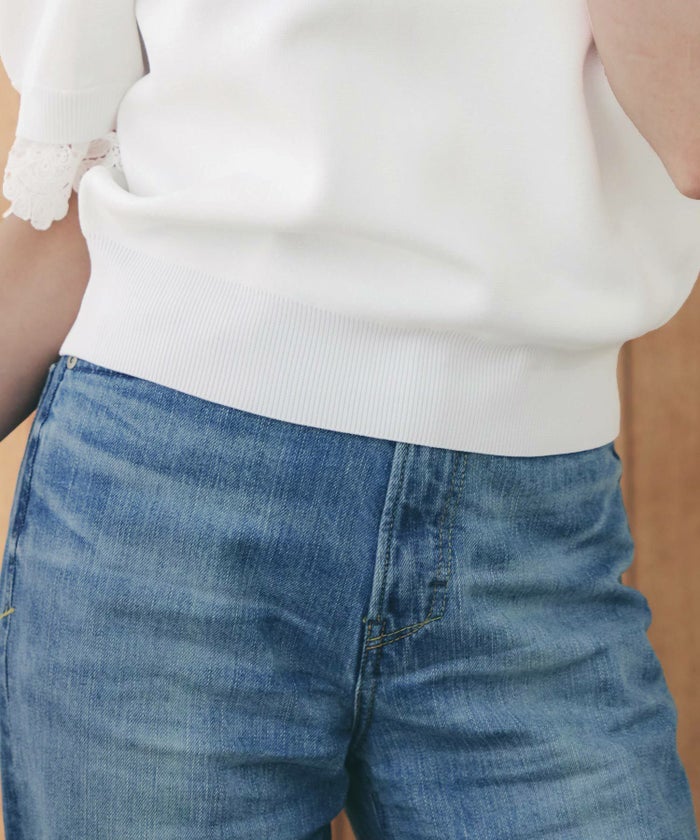 手洗い可ラウンドネック裾リブおしゃれフェミニンオフィス上品大人可愛いきれいめ大人カジュアルジョイントスペース