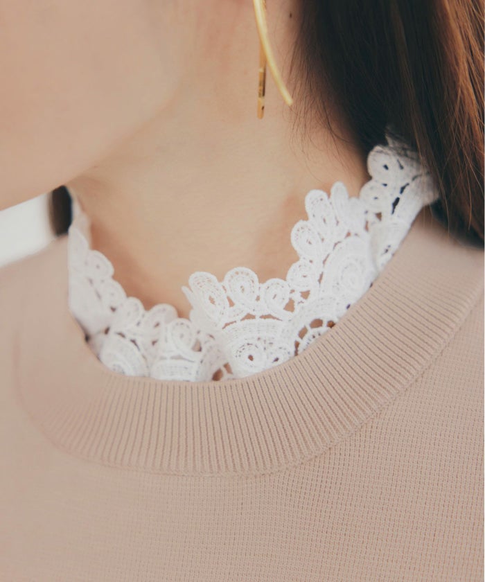 手洗い可ラウンドネック裾リブおしゃれフェミニンオフィス上品大人可愛いきれいめ大人カジュアルジョイントスペース