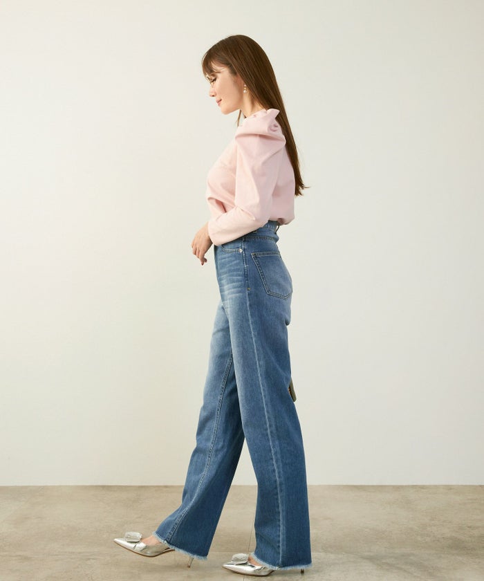 手洗い可かわいい上品きれいめ大人カジュアルセンタープレスフリンジオールシーズンロングシンプル美脚ジョイントスペース