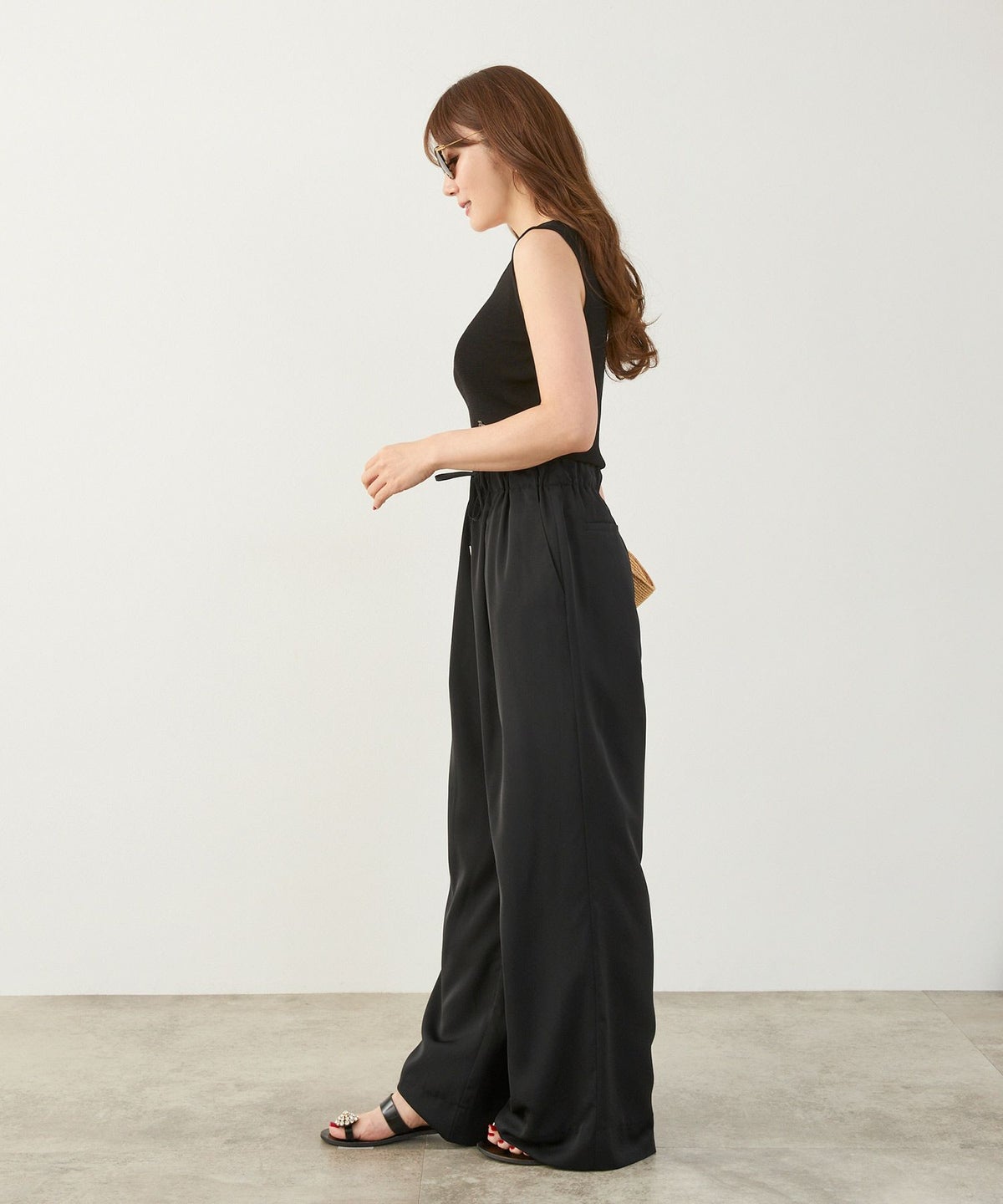 手洗い可かわいい上品きれいめ大人カジュアルオフィスフォーマルロング美脚ドロストジョイントスペース