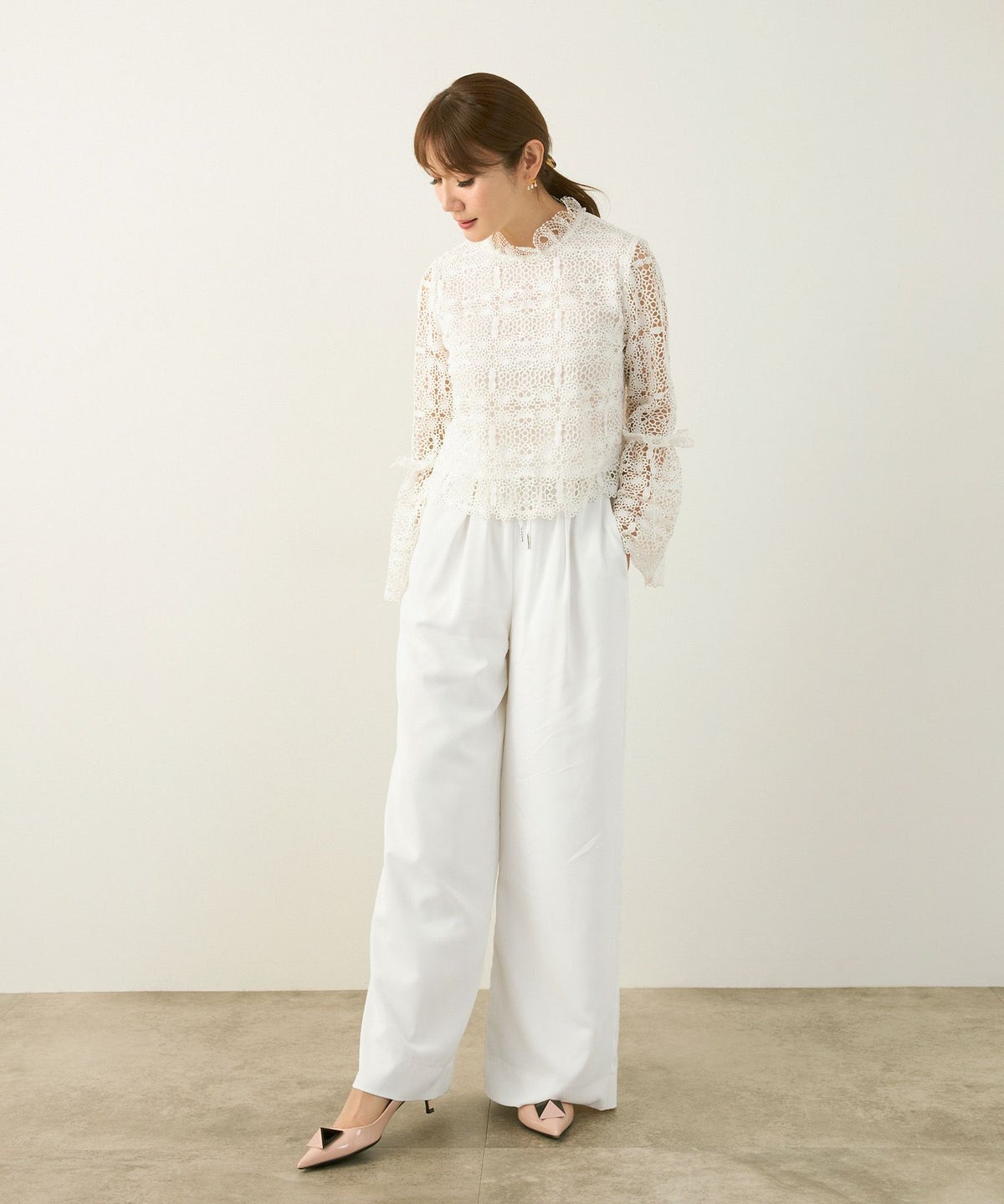 手洗い可かわいい上品きれいめ大人カジュアルオフィスフォーマルロング美脚ドロストジョイントスペース