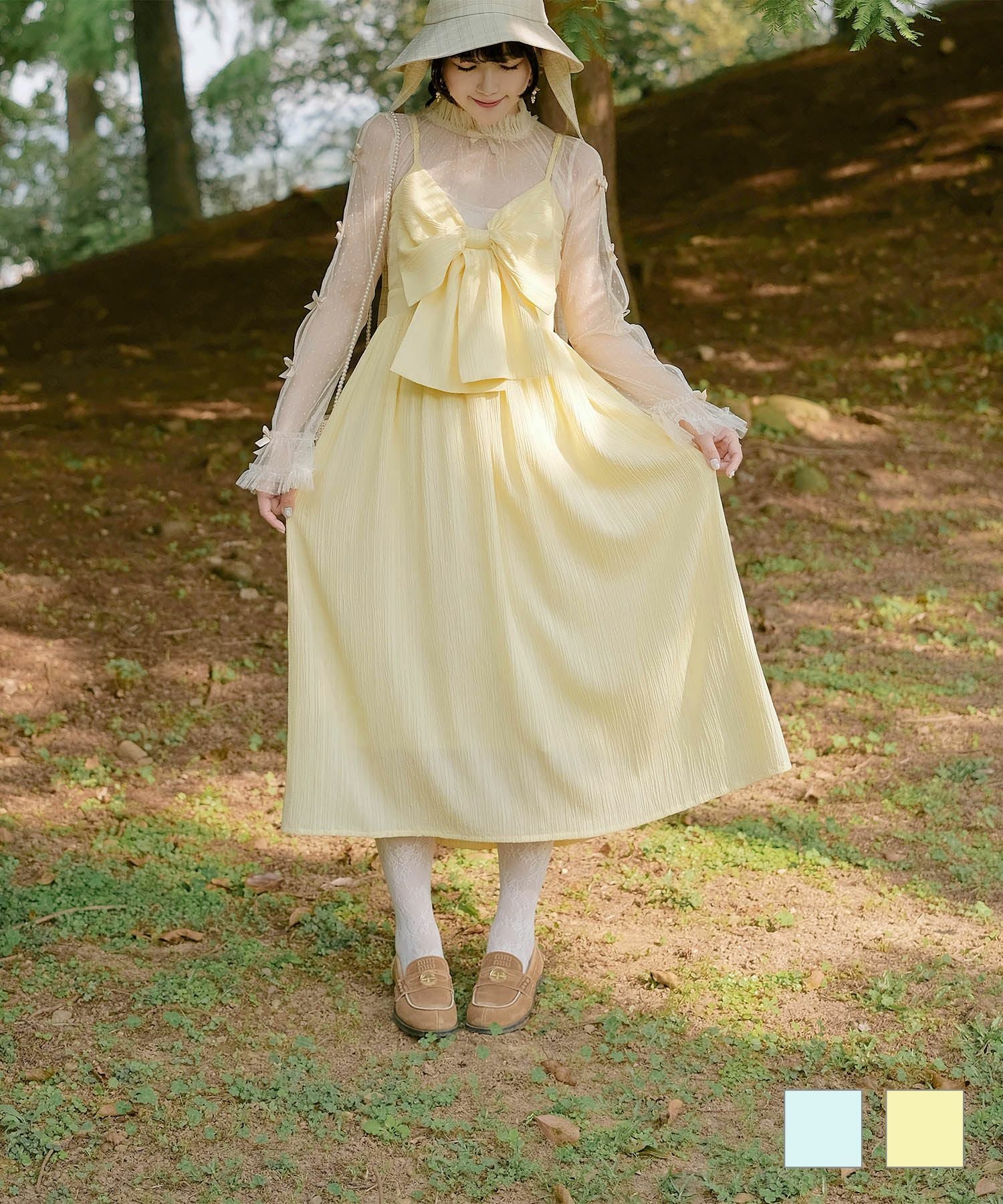 リボン デザイン キャミワンピース Ribbon Camisole Dress