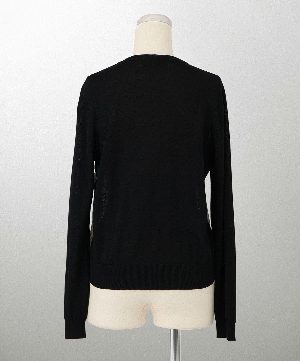 レディース ニットカーディガン サマーニット ドッキング 長袖 きれいめ 上品 洗える チャコール ブラウン ブラック M