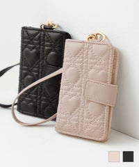 オシャレ かわいい 可愛い 大人女子 大人かわいい シンプル 人気 ハートキルティング 柄 ピンク ブラック ストロベリーミルク オリジナル ハートキルティング マルチ カードケース le reve vaniller