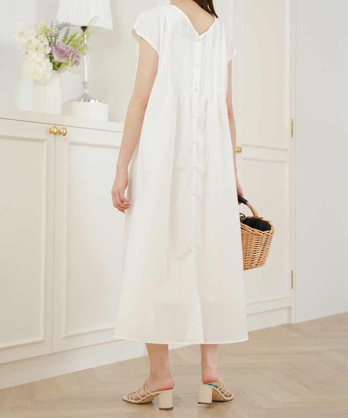 セレクトレディースワンピースロング春夏秋半袖袖なしシャツ素材かわいい洗える白黒ジョイントスペース