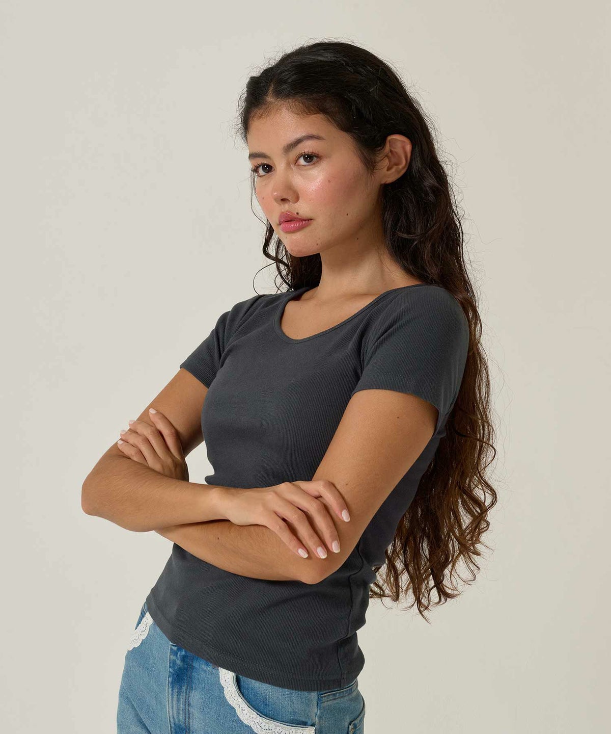 トップス/Tシャツ/ボートネック/ネイビー