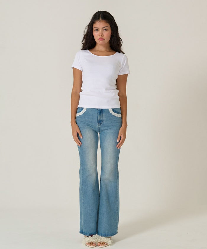 トップス/Tシャツ/ボートネック/ホワイ