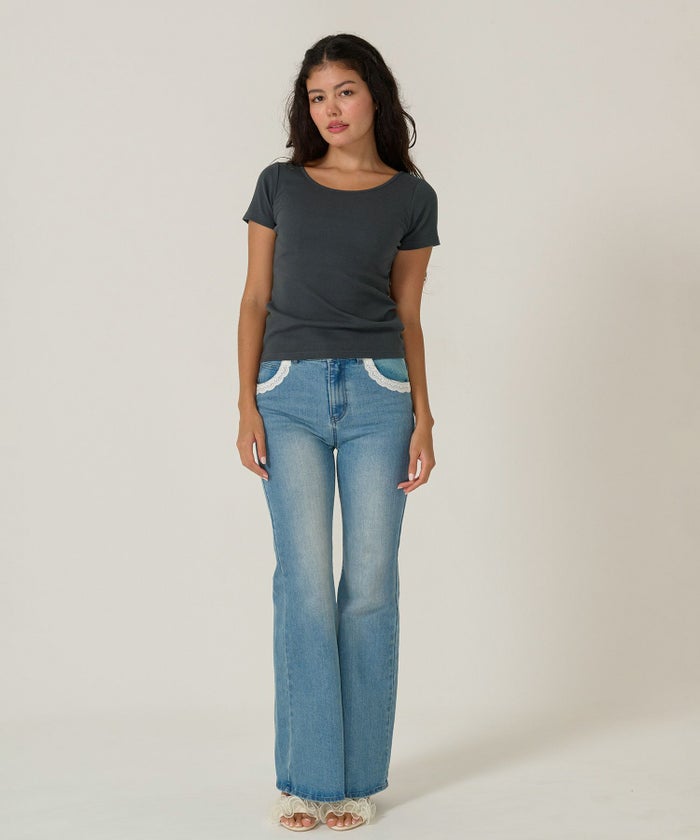 トップス/Tシャツ/ボートネック/ネイビー